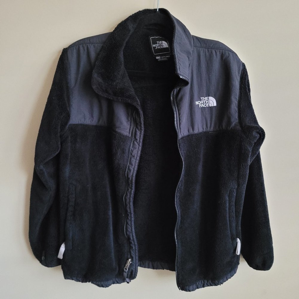 The North Face Fleece Jacket Youth Size XL Black Full Zip Pockets Juniors Denali
